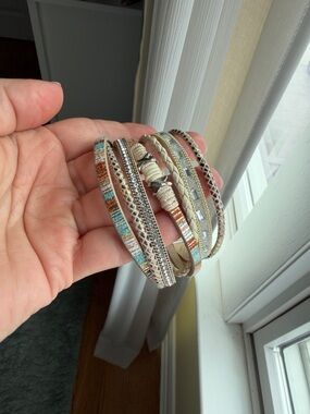 Multi-Strand Turquoise & Tan Women's Wrap Bracelet